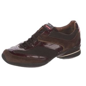 BALLY Sneakers • Patent Leather •Brown Suede • Low Top •  38.5 / 8.5